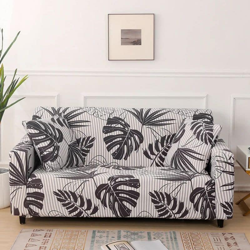 Housse de Canapé 2 Places Extensible à Motif Feuillage Tropical Housse de Canapé 2 Places Extensible à Motif Feuillage Tropical