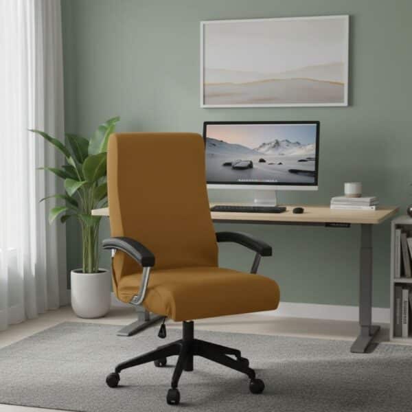 Housse De Chaise Unie Rétractable En Tissu Lisse Et Durable
