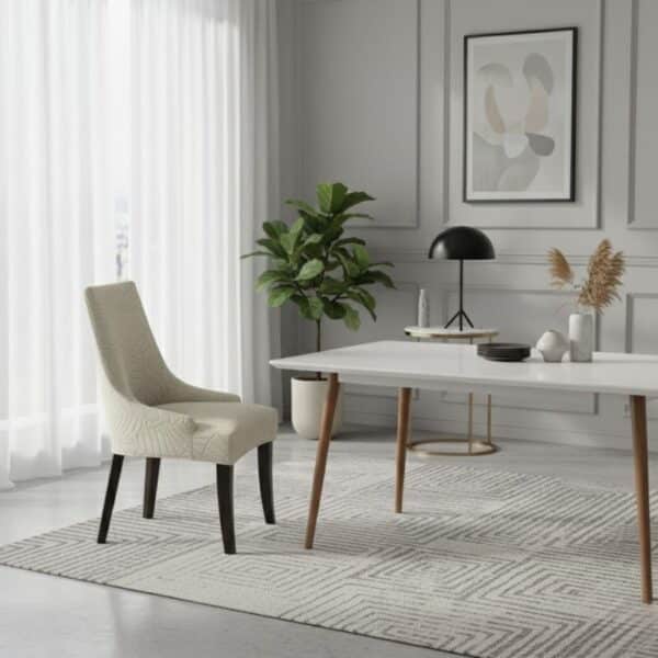 Housse De Chaise Unie En Jacquard Feuilles Élastique Et Confortable