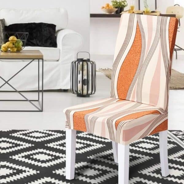 Housse De Chaise Extensible À Motif Ondulé Chic Et Confortable