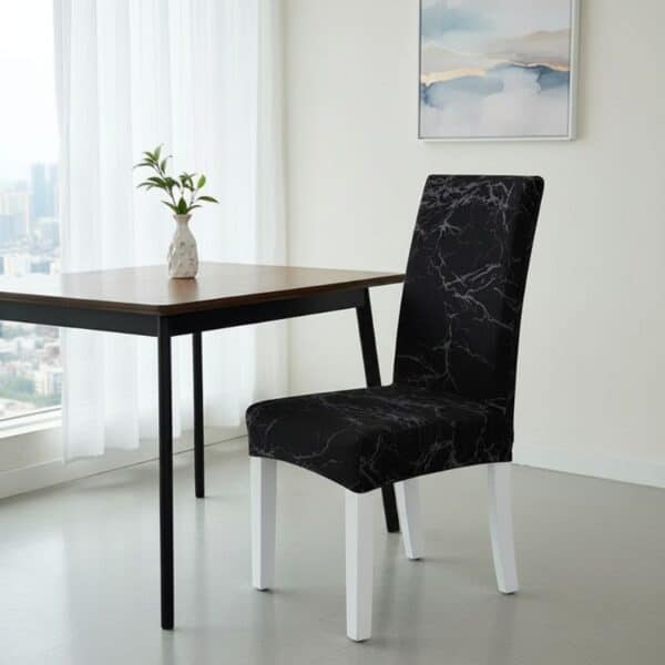 Housse De Chaise Extensible À Motif Marbré Élégante Et Facile À Installer