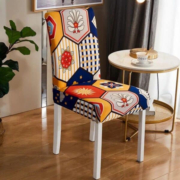 Housse De Chaise Extensible À Motif Rétro Coloré