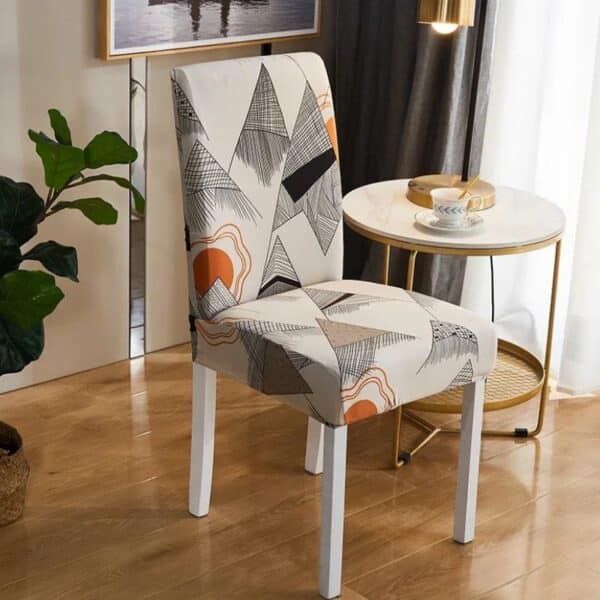 Housse De Chaise Extensible Style Vintage Géométrique Raffinée
