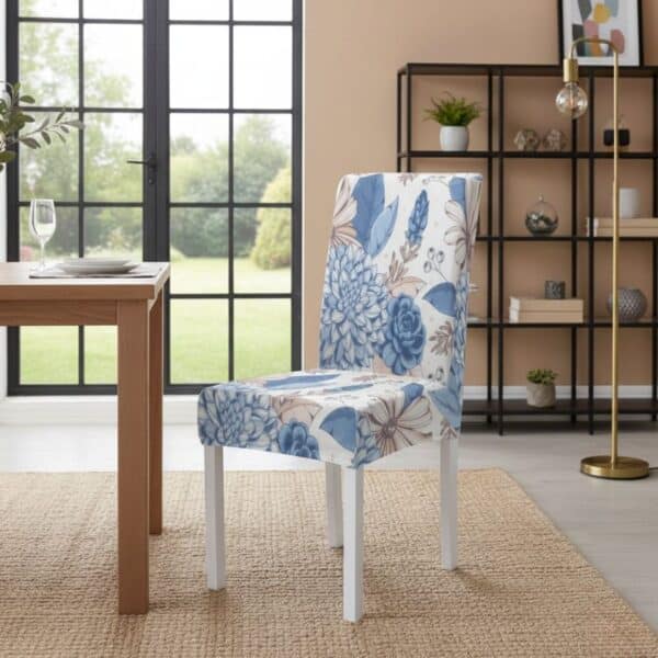 Housse De Chaise À Motif Floral Bleu