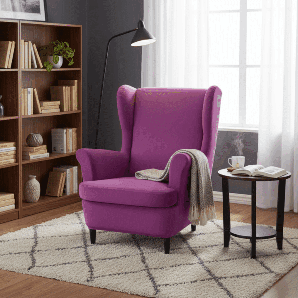 Housse De Chaise Unie En Velours Extensible Pour Fauteuil À Oreilles