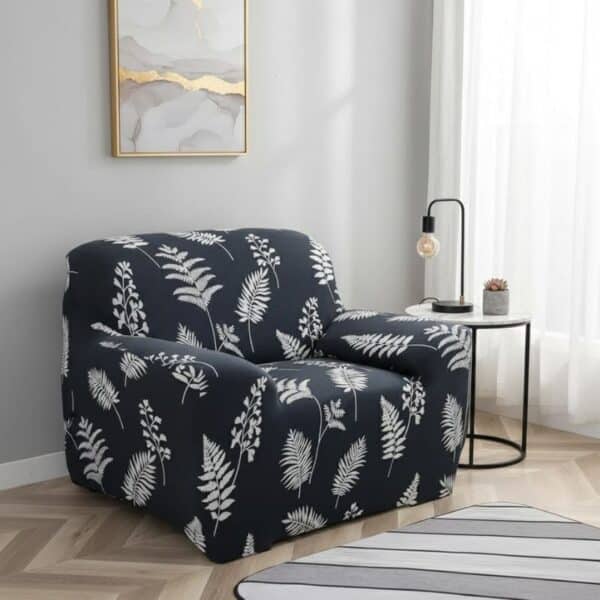 Housse de Fauteuil Extensible À Imprimé Feuilles Tropicales