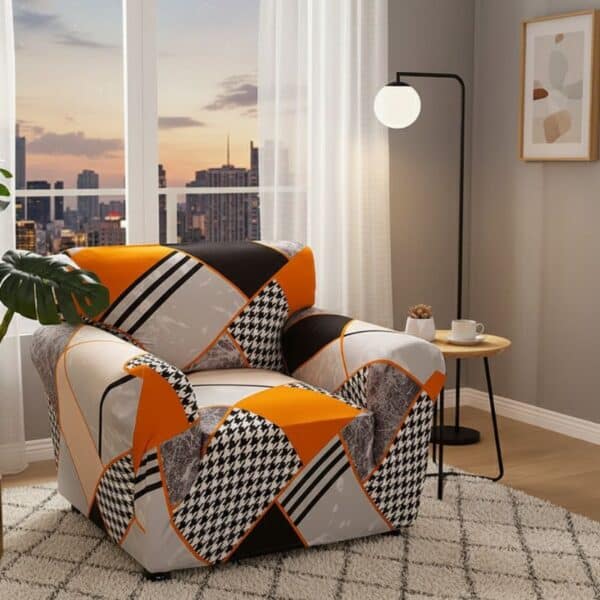 Housse de Fauteuil Extensible Au Design Géométrique