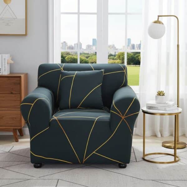 Housse de Fauteuil Extensible À Lignes Abstraites Modernes