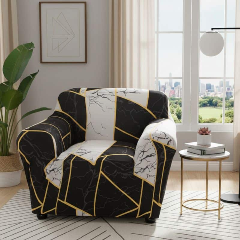 Housse de Fauteuil Extensible À Formes Géométriques Modernes Housse de Fauteuil Extensible À Formes Géométriques Modernes