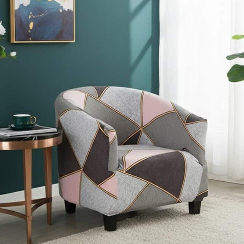 Housse de Fauteuil Club À Motif Géométrique Élégant Housse de Fauteuil Club À Motif Géométrique Élégant