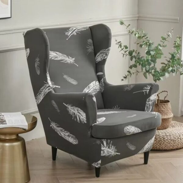 Housse de Fauteuil À Motif Plumes Blanches