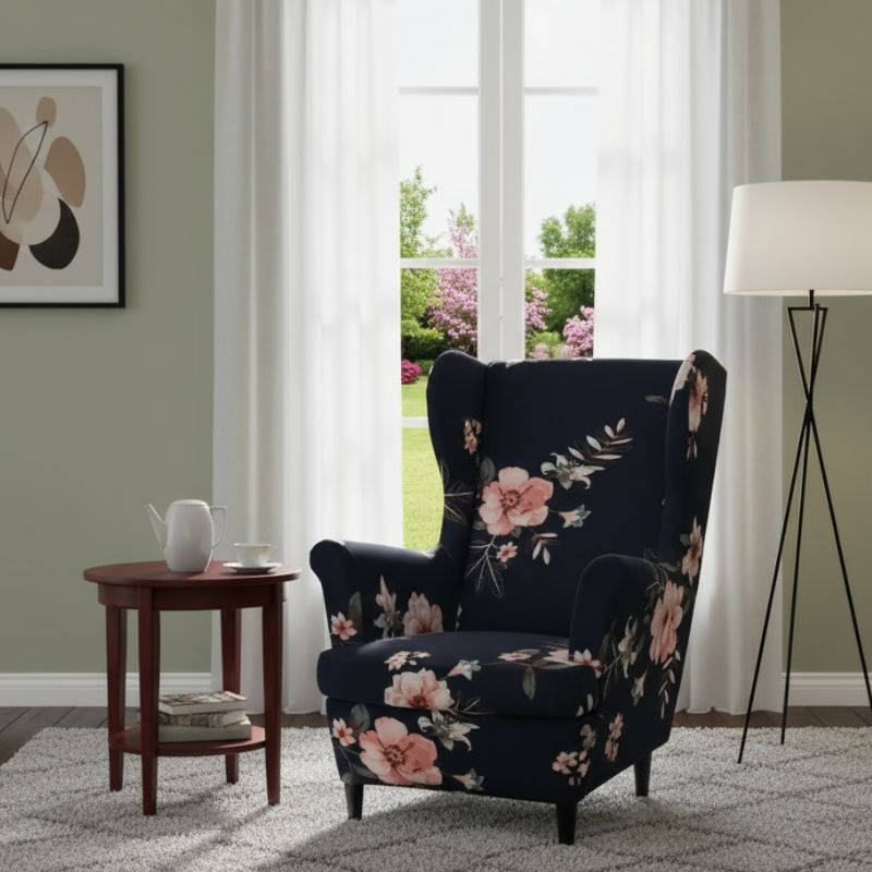 Housse de Fauteuil À Motif Floral Élégant Extensible Housse de Fauteuil À Motif Floral Élégant Extensible