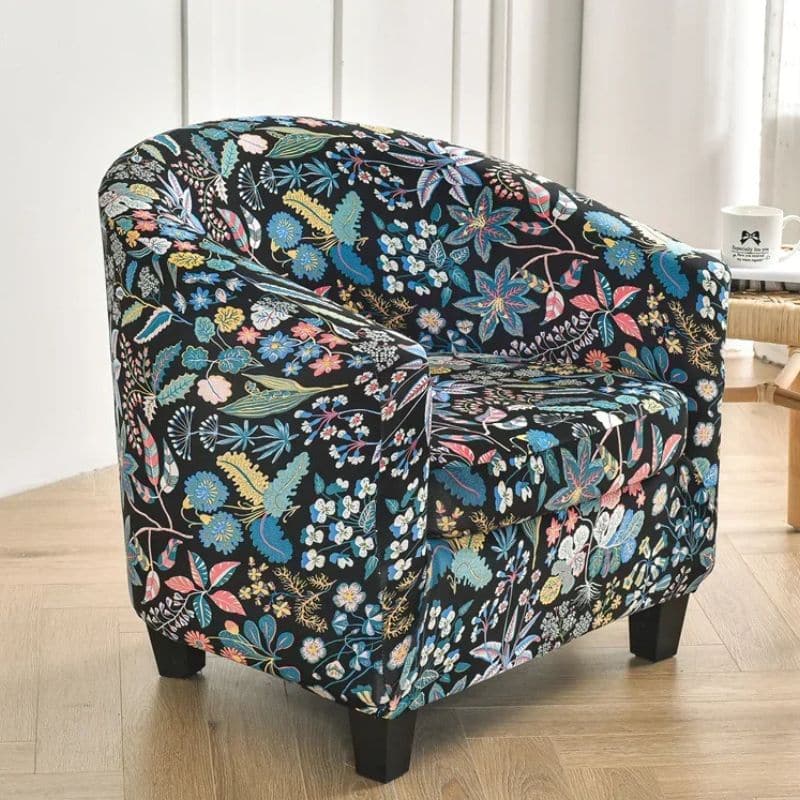 2-322 Housse De Fauteuil Motif Floral Multicolore Élégante
