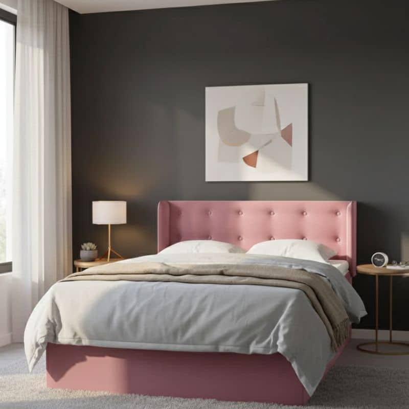 Tête de Lit Classique en Velours Rose Style Contemporain Tête de Lit Classique en Velours Rose Style Contemporain