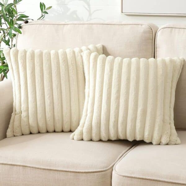 Housse de Coussin en Velours Côtelé