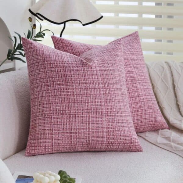 Housse de Coussin en Lin À Motif Carreaux