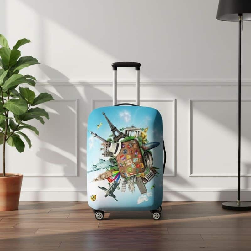 Housse de Valise Petite Taille Au Motif Monuments Housse de Valise Petite Taille Au Motif Monuments