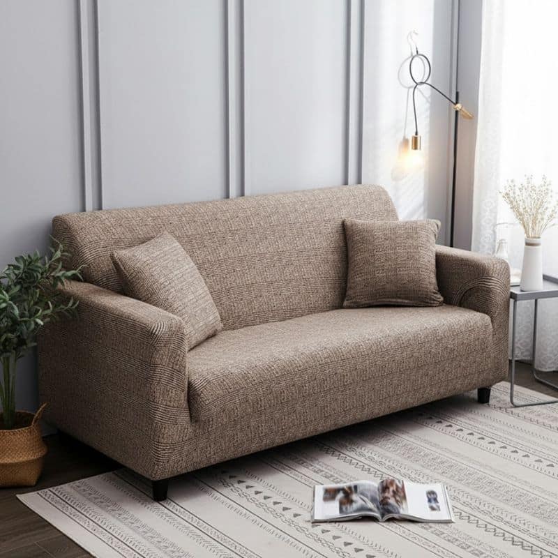 Housse de Canapé 2 Places Extensible à Motif Tissage Texturé Housse de Canapé 2 Places Extensible à Motif Tissage Texturé