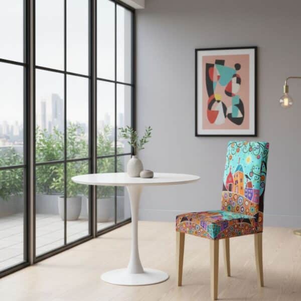 Housse De Chaise À Motif Ville Colorée Style Peinture Moderne