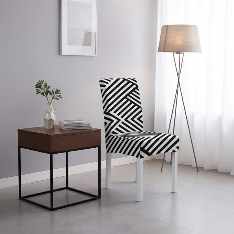 Housse De Chaise À Motif Rayures Croisées Noir Et Blanc Moderne Housse De Chaise À Motif Rayures Croisées Noir Et Blanc Moderne