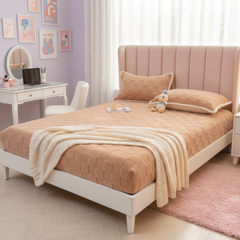 Drap Housse Style Relief Carré Moderne Et Confortable Drap Housse Style Relief Carré Moderne Et Confortable