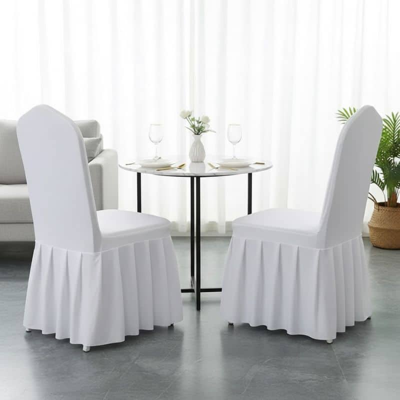 Housse De Chaise Évènementiel Avec Jupe Plissée Housse De Chaise Évènementiel Avec Jupe Plissée