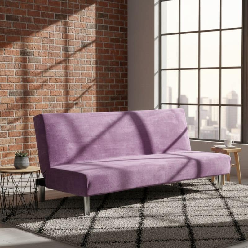 20-3 Housse De Canapé Convertible Unie En Velours Doux Chic Et Lavable