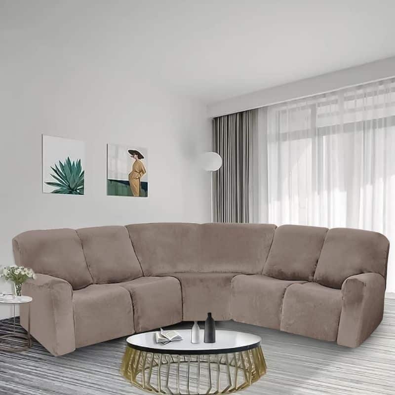 20 Housse de Canapé Angle Extensible en Velours Confortable