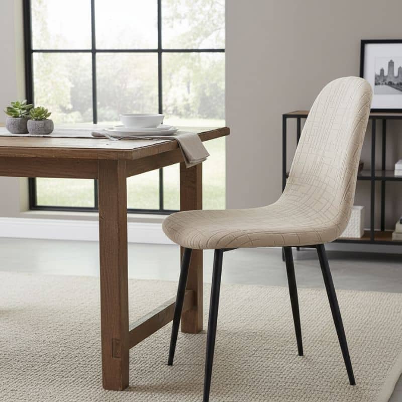 21-18 Housse De Chaise Unie Extensible Avec Motif Géométrique Élégant