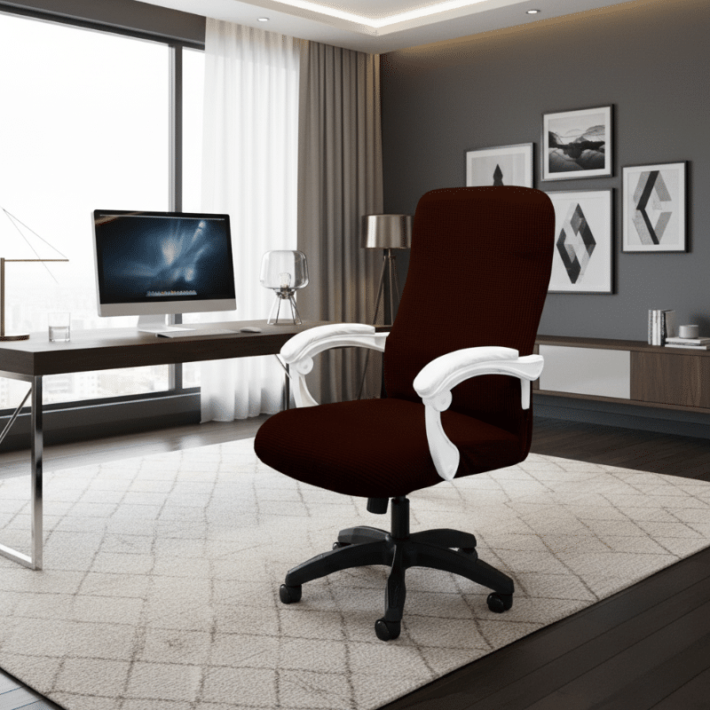 21-2 Housse De Chaise De Bureau Unie Extensible Et Résistante