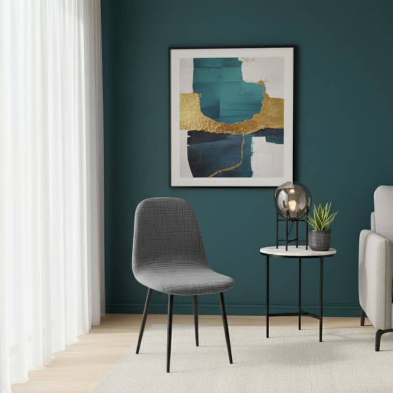 22-14 Housse De Chaise Unie Extensible Avec Motif Géométrique Élégant