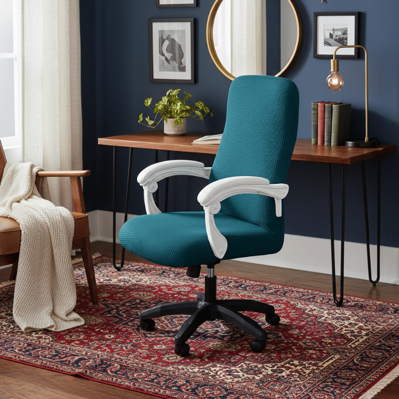 22-2 Housse De Chaise De Bureau Unie Extensible Et Résistante