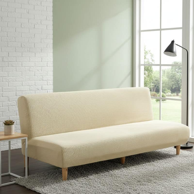 22-8 Housse De Canapé Convertible Unie En Tissu Polaire Douce