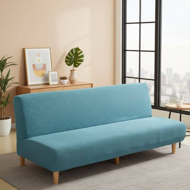 23-8 Housse De Canapé Convertible Unie En Tissu Polaire Douce