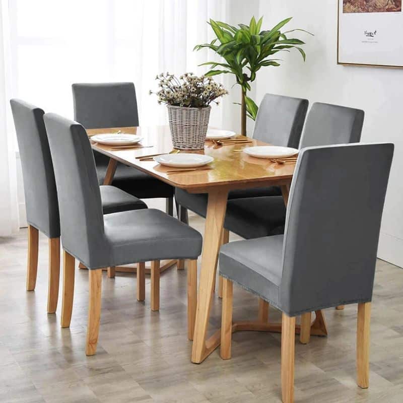 24-7 Housse De Chaise Extensible En Velours Doux Élégante