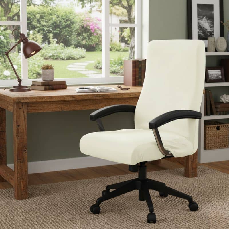24-9 Housse De Chaise Unie Rétractable En Tissu Lisse Et Durable