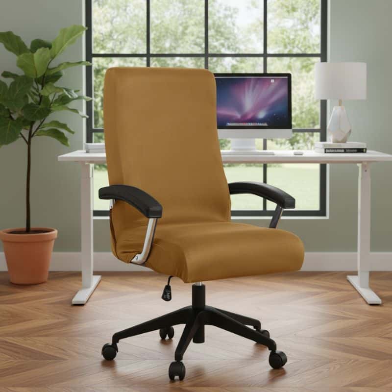 25-10 Housse De Chaise Unie Rétractable En Tissu Lisse Et Durable