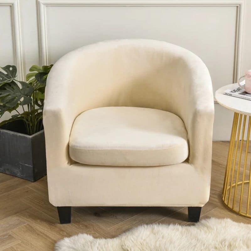 25-15 Housse De Fauteuil Unie En Velours Élastique Et Élégante