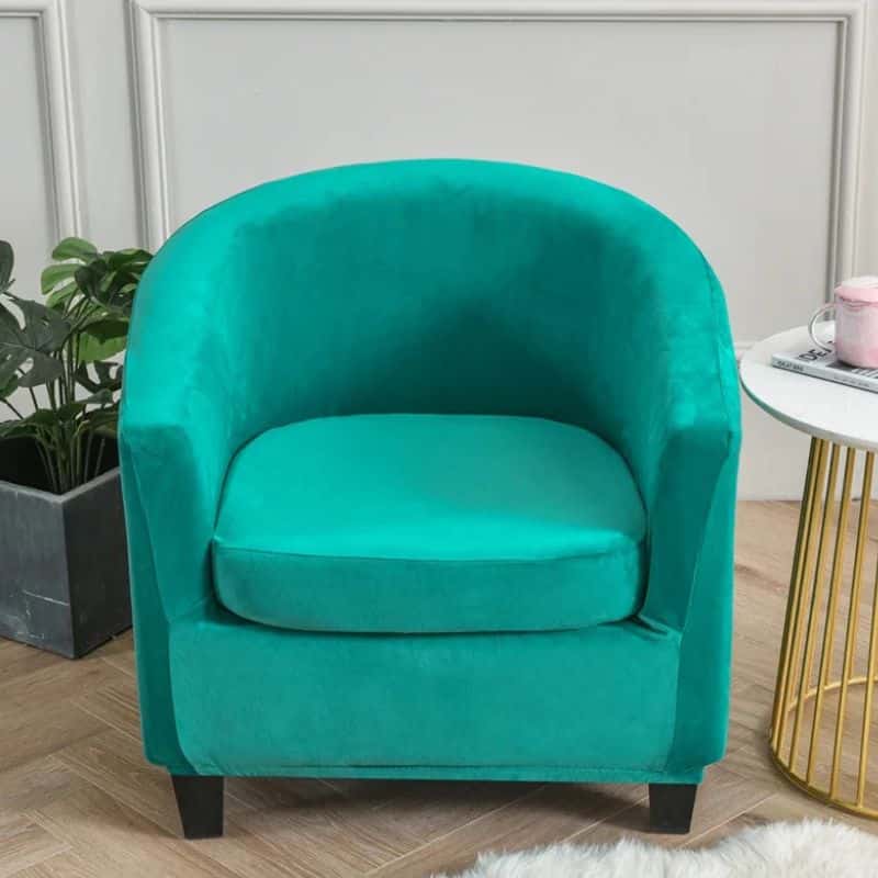 26-12 Housse De Fauteuil Unie En Velours Élastique Et Élégante