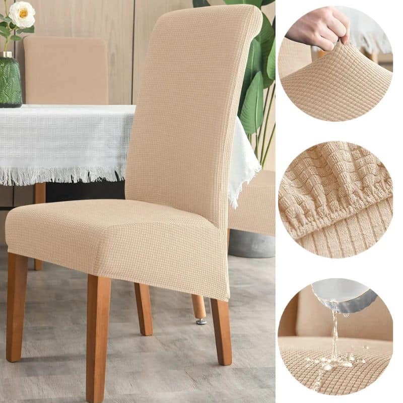 Housse De Chaise Déperlante À Dossier Haut En Jacquard Extensible Housse De Chaise Déperlante À Dossier Haut En Jacquard Extensible