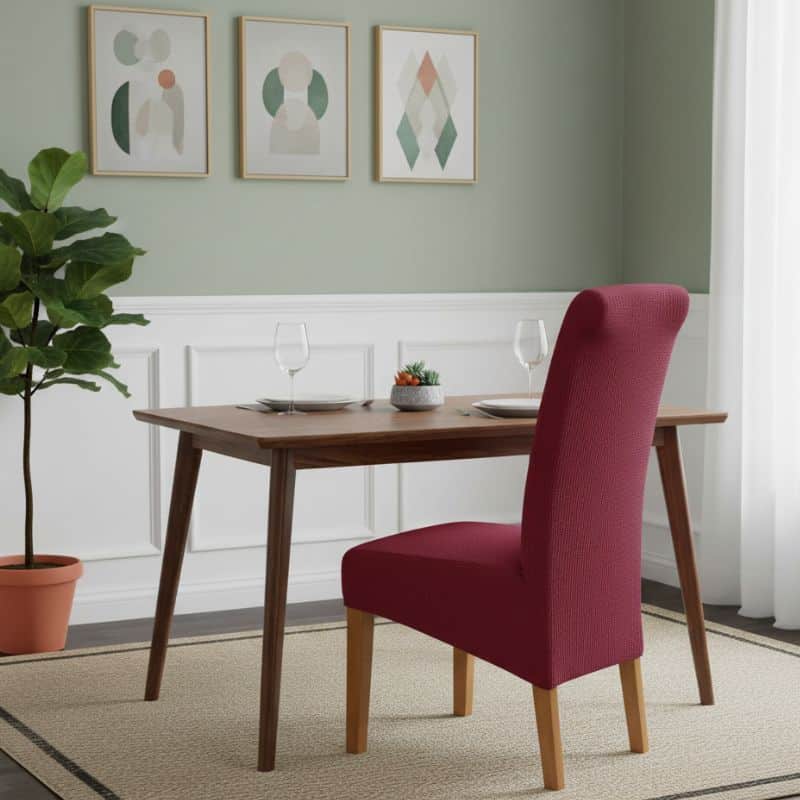 27-7 Housse De Chaise Déperlante À Dossier Haut En Jacquard Extensible