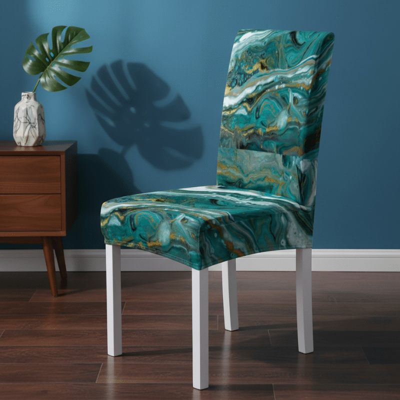 Housse De Chaise À Motif Marbré Vert Sophistiquée Housse De Chaise À Motif Marbré Vert Sophistiquée