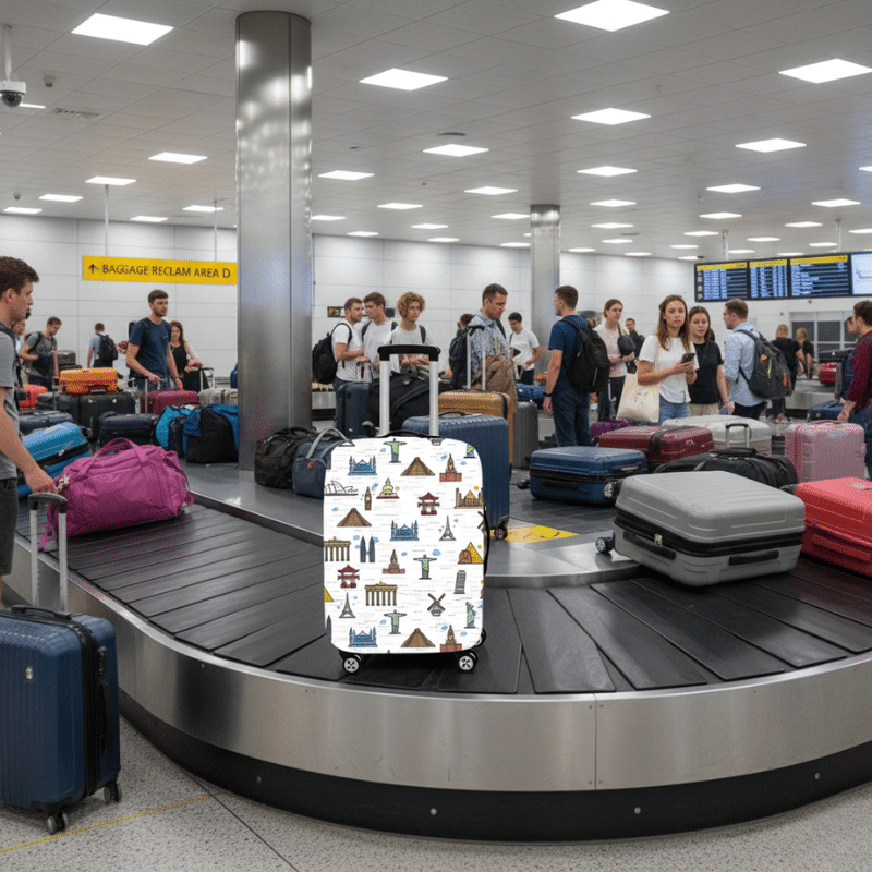 Housse de Valise Petite Taille aux Monuments Illustrés Housse de Valise Petite Taille aux Monuments Illustrés