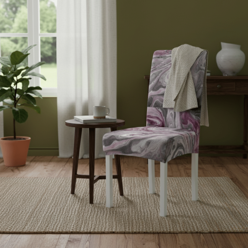 Housse De Chaise À Motif Marbré Rose Et Argent Extensible Housse De Chaise À Motif Marbré Rose Et Argent Extensible