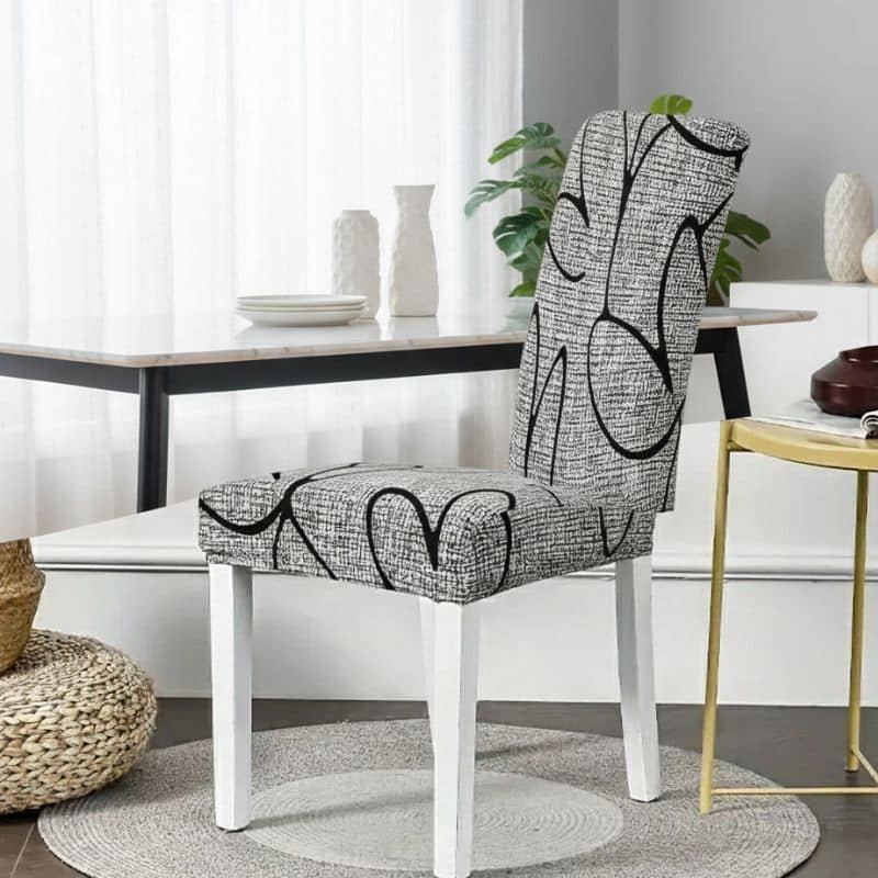 Housse De Chaise Extensible À Motif Abstrait Housse De Chaise Extensible À Motif Abstrait