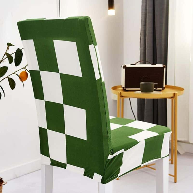 Housse De Chaise Extensible À Motif Carreaux Vert Chic Housse De Chaise Extensible À Motif Carreaux Vert Chic