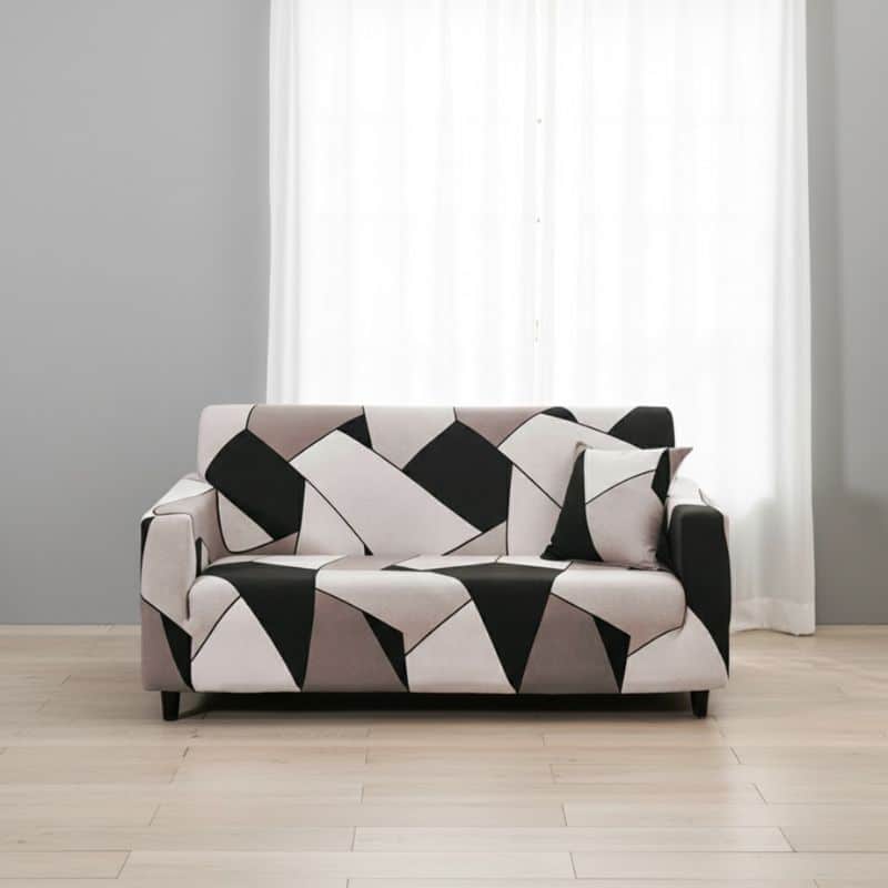 Housse de Canapé 2 Places Extensible À Motif Géométrique Contemporain Housse de Canapé 2 Places Extensible À Motif Géométrique Contemporain