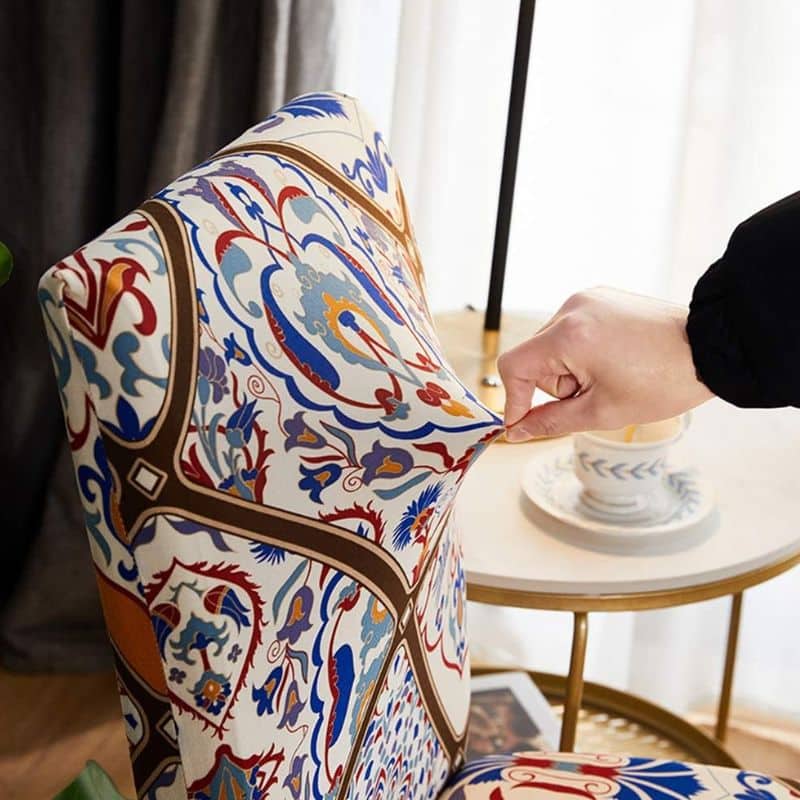 Housse De Chaise Extensible Style Mosaïque Colorée Traditionnelle Housse De Chaise Extensible Style Mosaïque Colorée Traditionnelle
