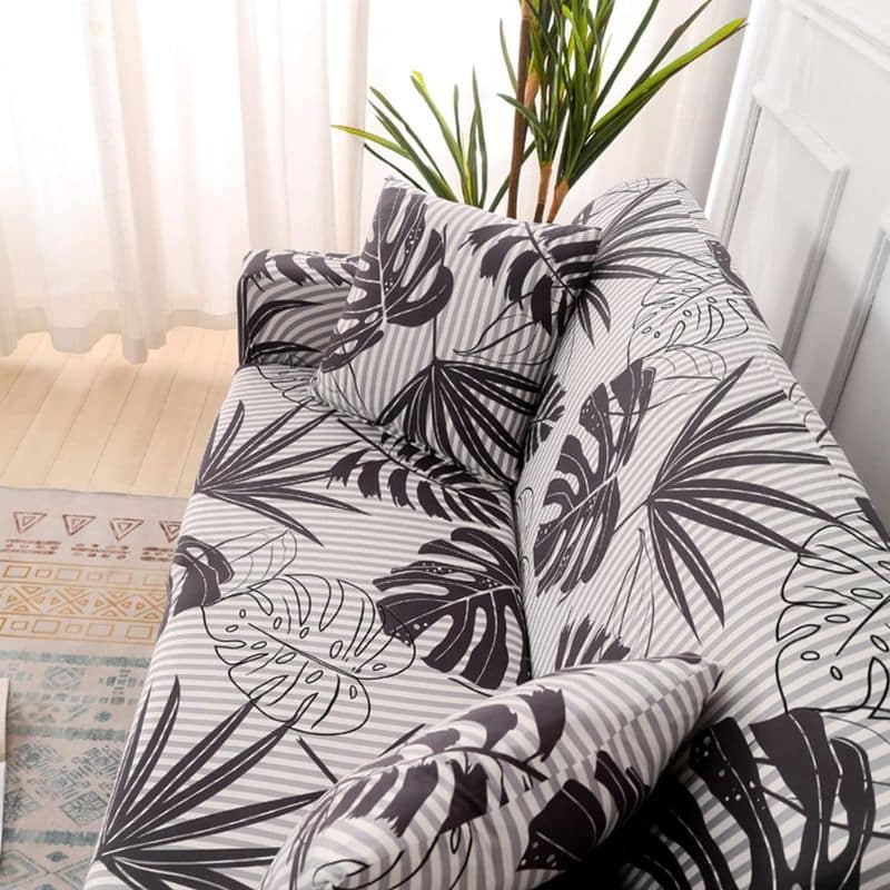 Housse de Canapé 2 Places Extensible à Motif Feuillage Tropical Housse de Canapé 2 Places Extensible à Motif Feuillage Tropical
