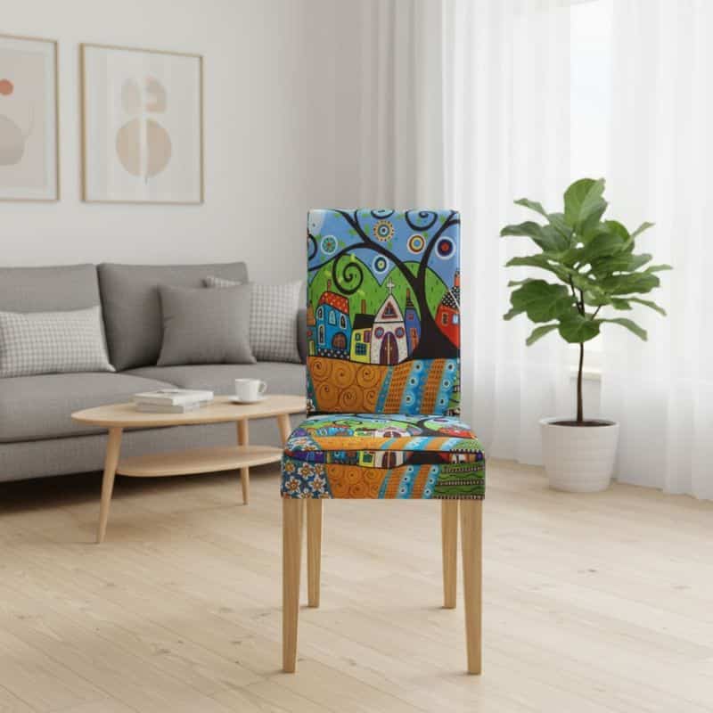 Housse De Chaise À Motif Fantaisie Multicolore Housse De Chaise À Motif Fantaisie Multicolore